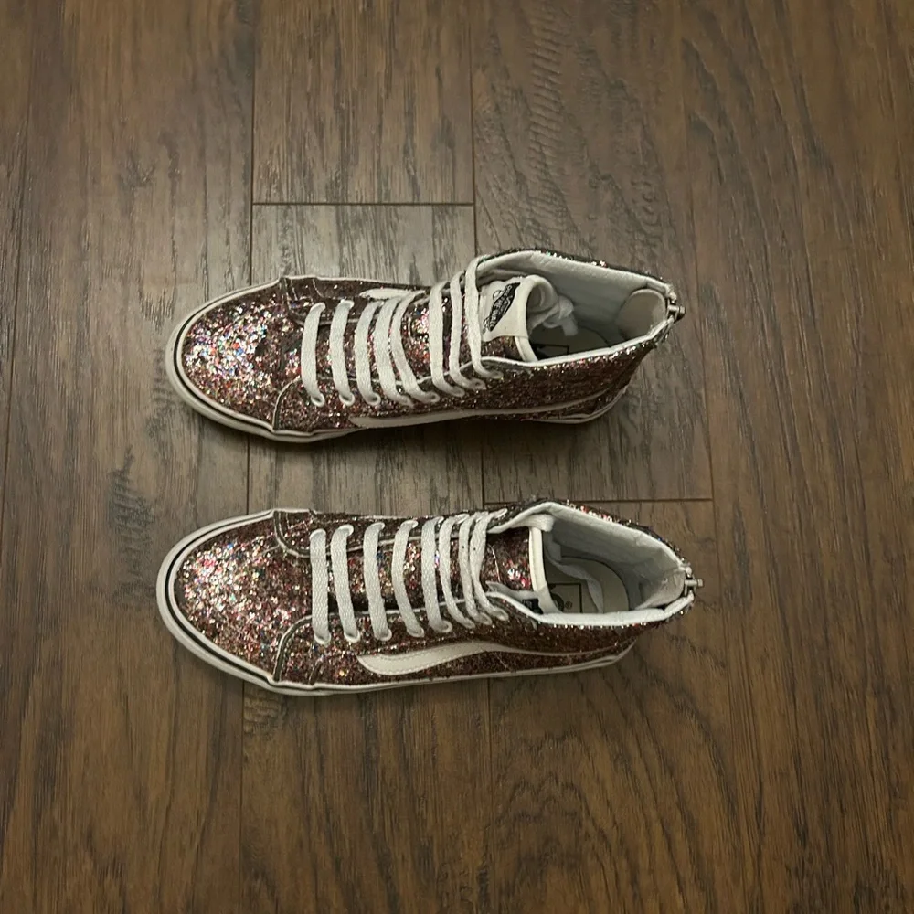 Vans Sk8-Hi Slim Zip Sneakers Pink Chunky Glitter Unisex Women’s 7.5 Men’s 6.0 - Picture 2 of 9